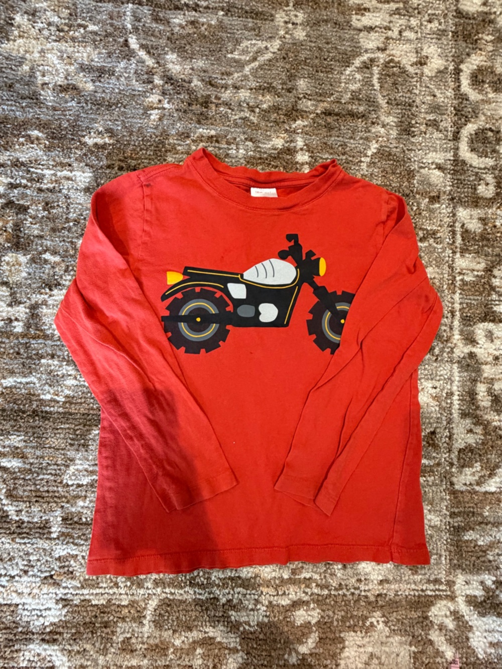 Hanna Andersson Red Long-Sleeve Shirt with Motorcycle Graphic